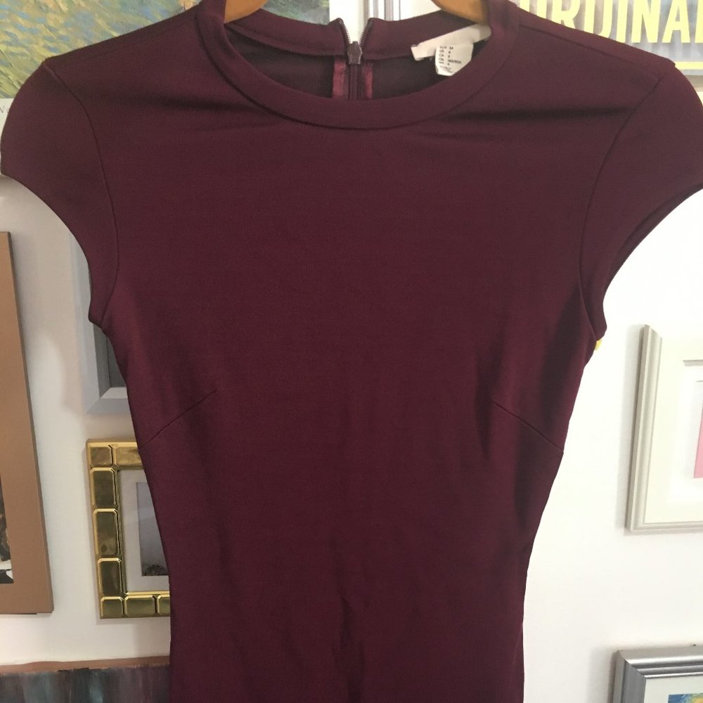 H&M Midi Dress in Maroon / Oxblood XS